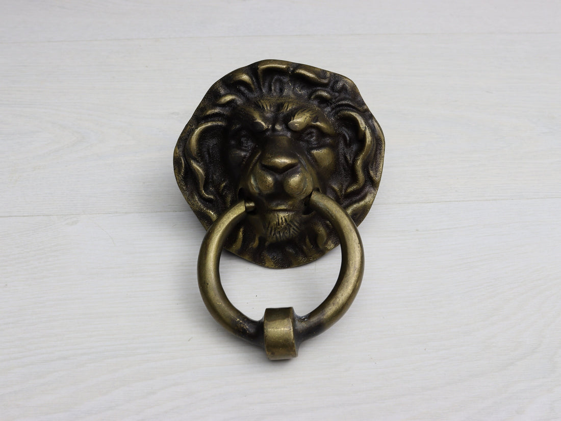 Vintage Brass Lion Door Knocker, Entry Door Hardware | Antique Door Knocker| Unique Gift Ideas