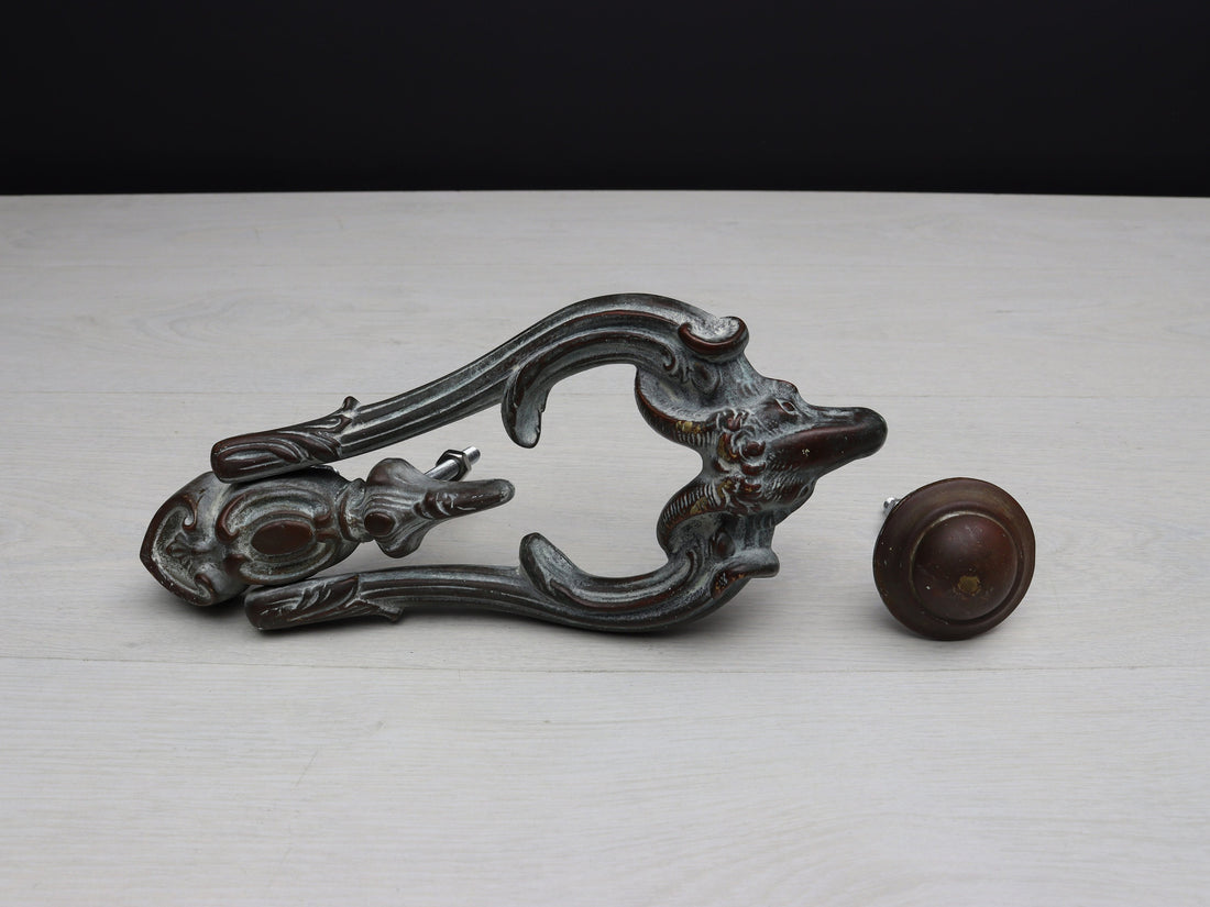Antique Brass Door Knocker Ram Head Design with original strike plate | Front Door Knocker -Unique Gift Ideas
