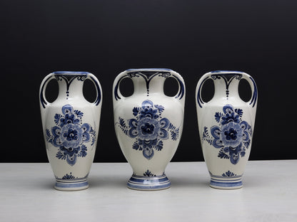 Delft Blue and White Vase Set | Delft Pottery, Decorative Vases | Vintage Home Decor