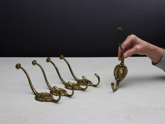 French Antique Brass Wall Hooks | Decorative Mud Room Hooks | Hat Hooks or Bathroom Towel Hooks