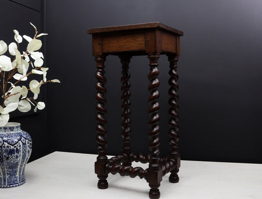 Elegant Antique Side Table with Barley Twist | Antique Plant Stand-Tall Side Table