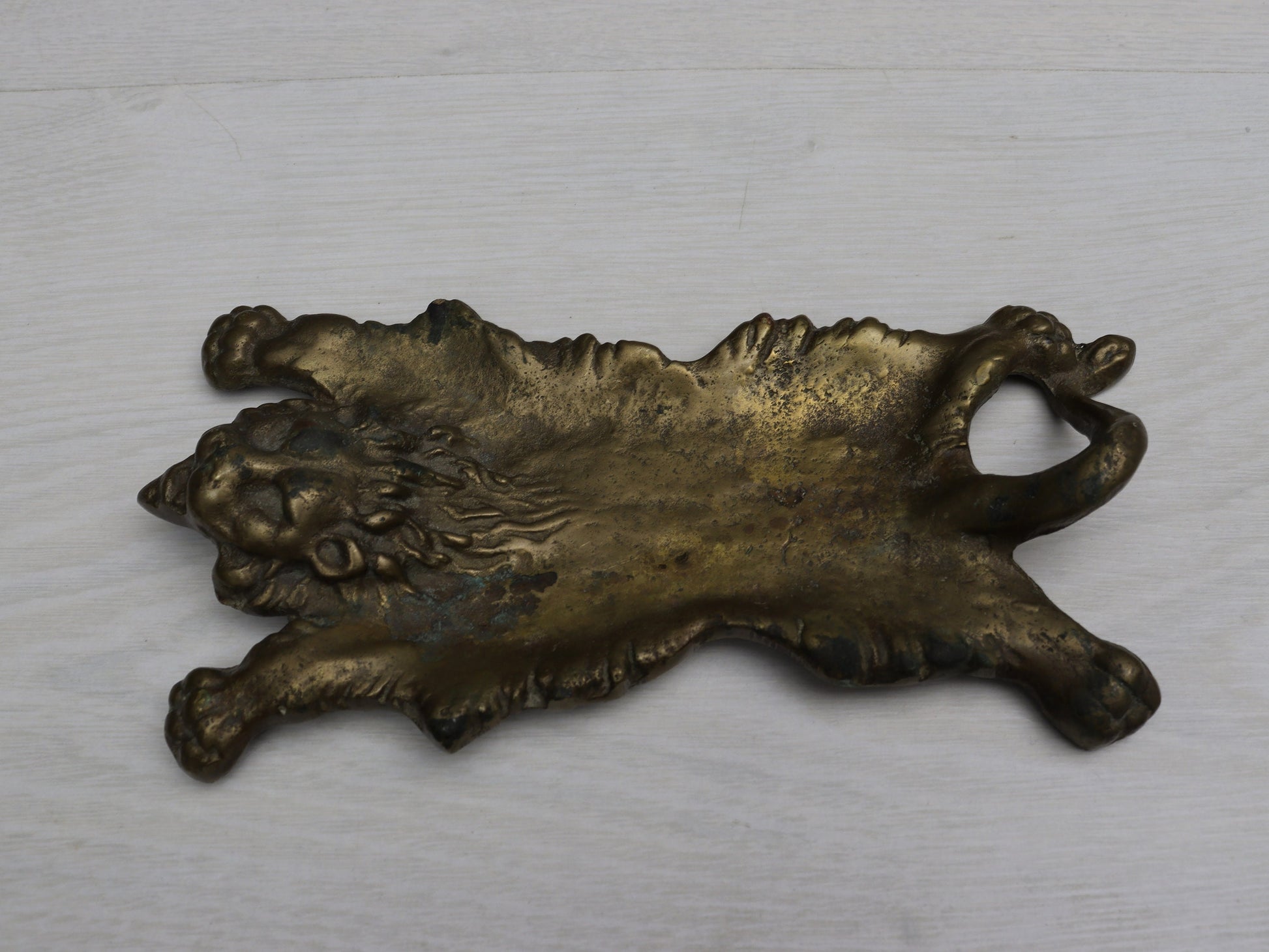 Antique Bronze Candle Stick Holder | Catch-All Tray-Trinket Dish | Vintage Home Decor