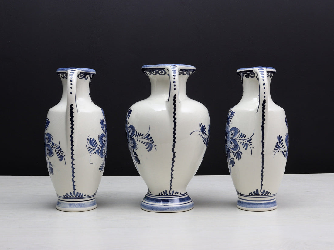 Delft Blue and White Vase Set | Delft Pottery, Decorative Vases | Vintage Home Decor