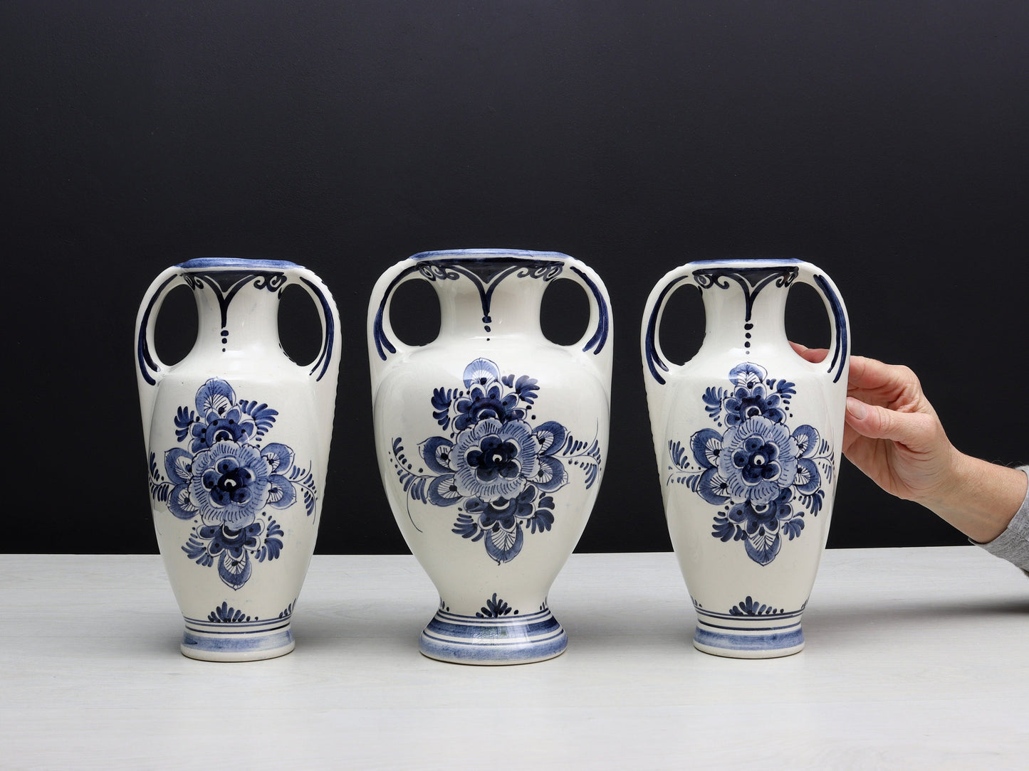 Delft Blue and White Vase Set | Delft Pottery, Decorative Vases | Vintage Home Decor