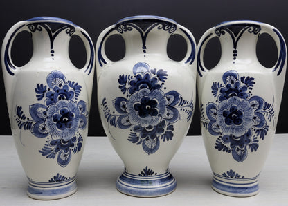 Delft Blue and White Vase Set | Delft Pottery, Decorative Vases | Vintage Home Decor