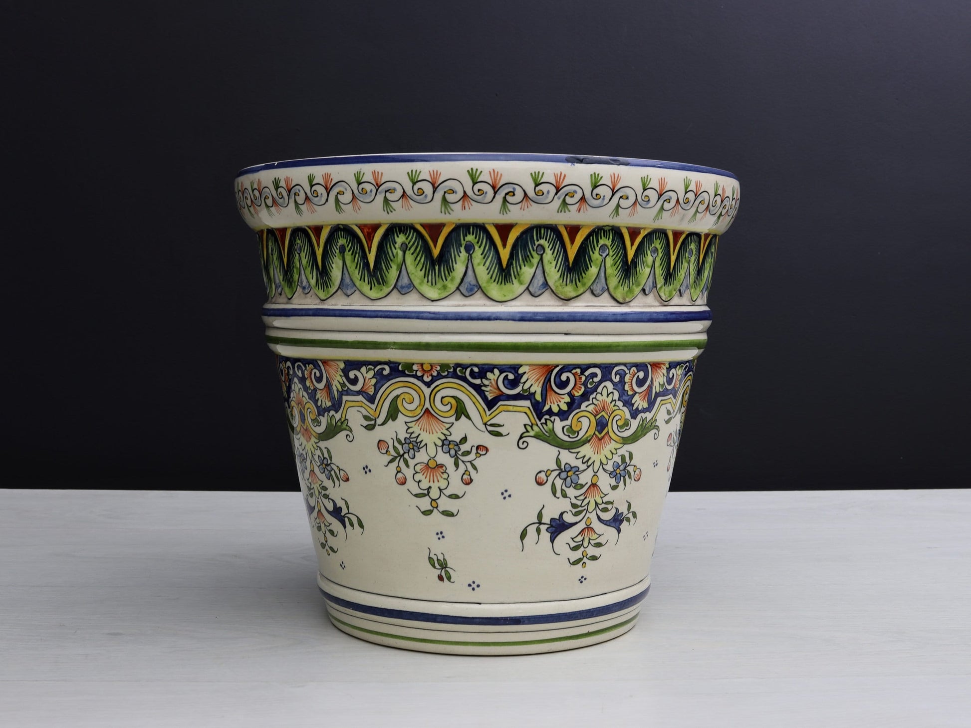 Ceramic Plant Pot-French Decor | Hand Painted-Indoor Plant Pot |Decorative Planter-Vintage Home decor