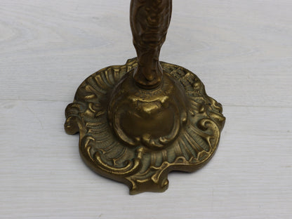 Antique Bronze Candle Stick Holder | Catch-All Tray-Trinket Dish | Vintage Home Decor