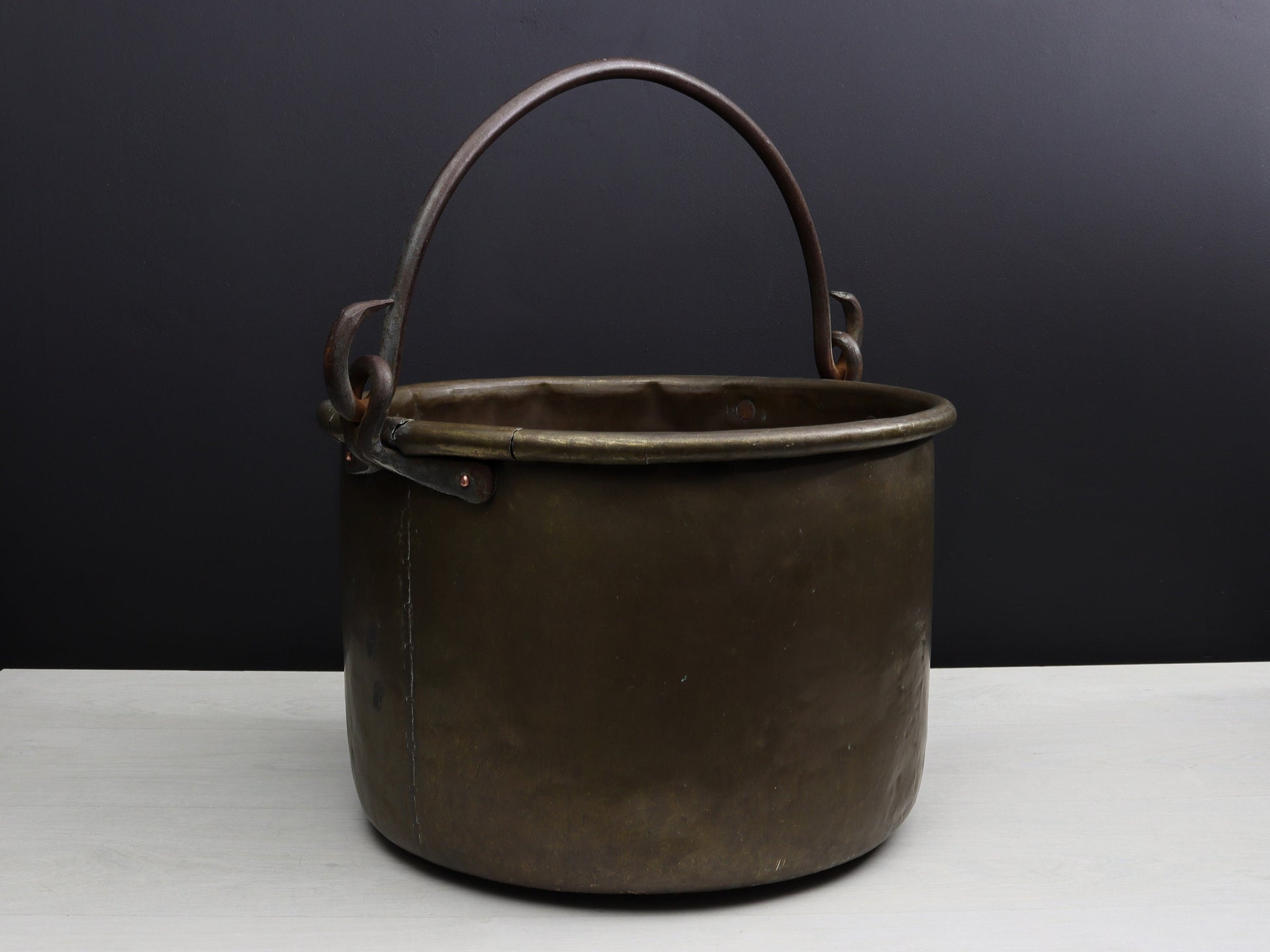 Brass Cauldron-Firewood Holder | Fireplace Decor | Copper Cauldron-Log Holder| Vintage Home Decor