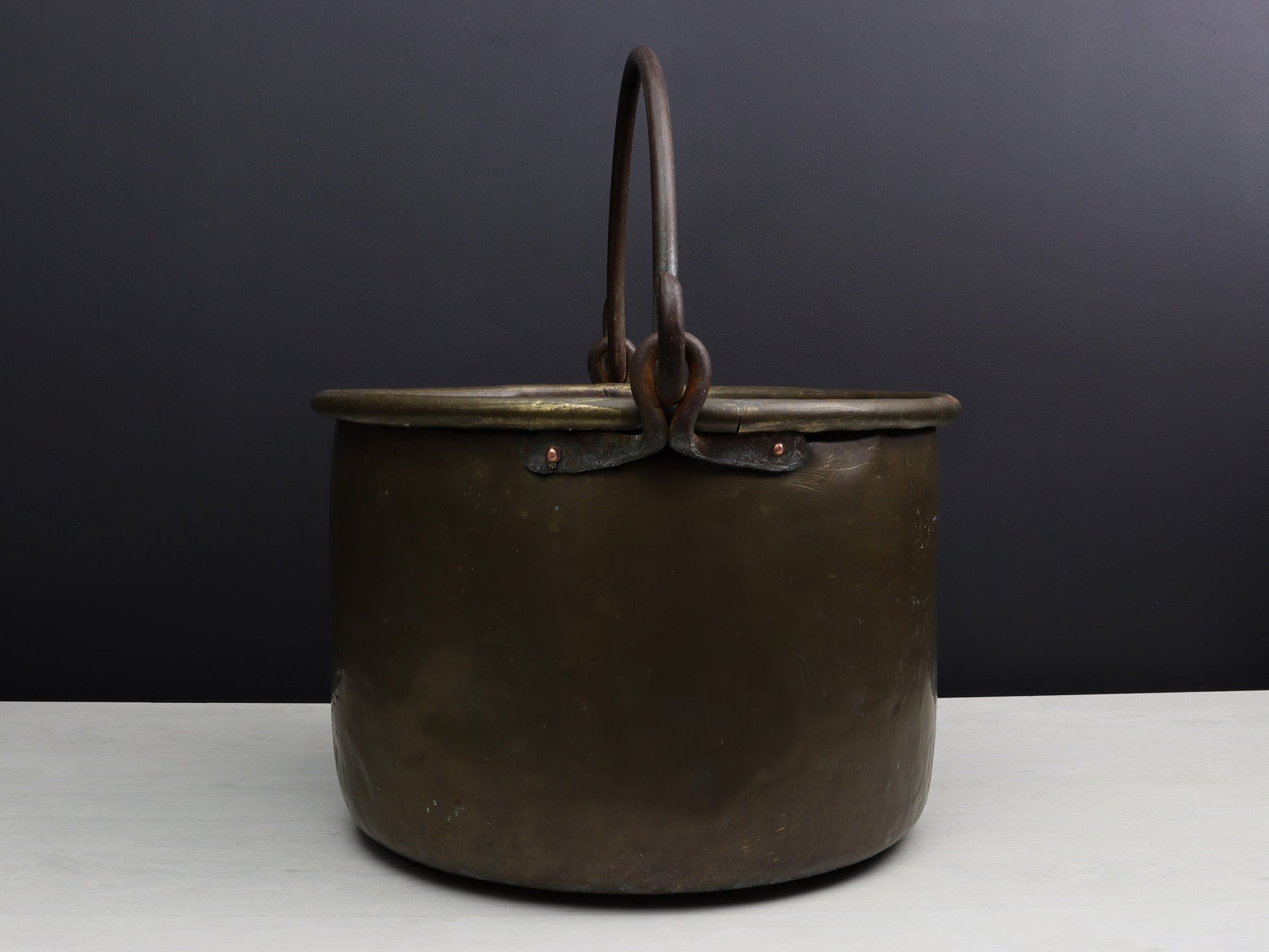 Brass Cauldron-Firewood Holder | Fireplace Decor | Copper Cauldron-Log Holder| Vintage Home Decor