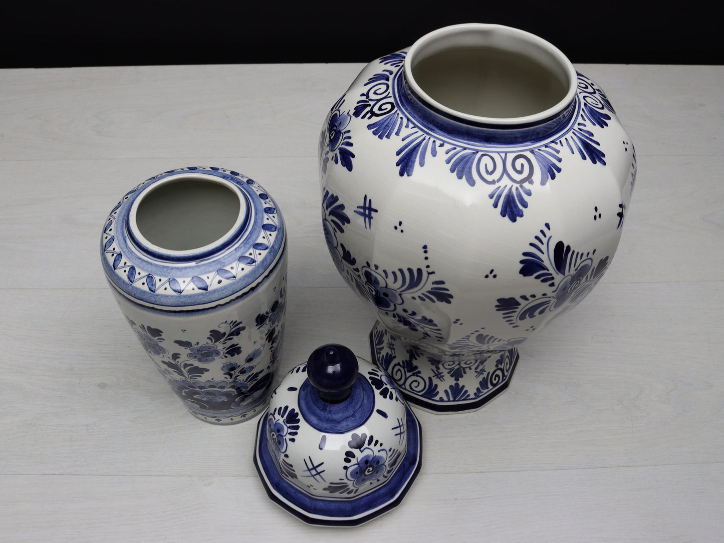 Blue and White Vase Set-Delft Pottery | Delft Blue Ginger Jar-Unique Urn | Decorative Vase-Vintage Home Decor